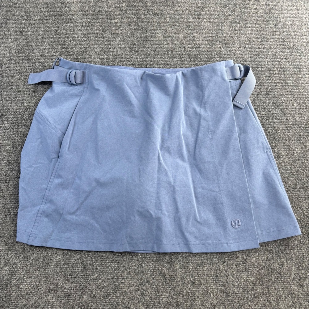 Lululemon Lab Skort Womens 10 Blue Gray Wrap Adjustable Buckle Technical Hiking